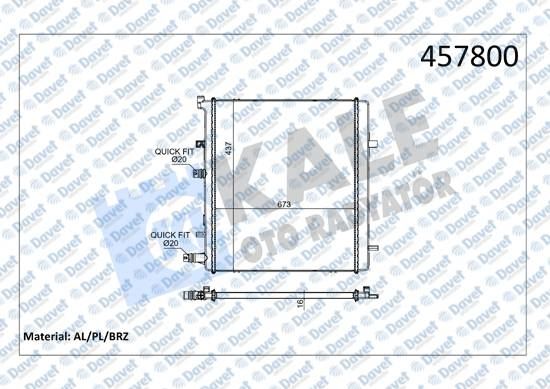 KALE 0505281AB Ara Sogutucu Radyator Renault Megane Iv 1.5 K9k Bluedci Euro Vi Brazing 673×437x4x16